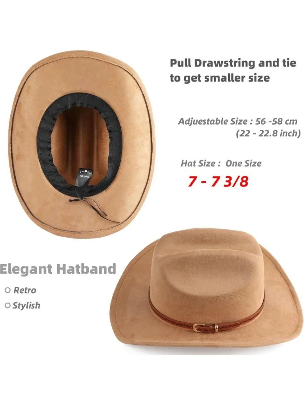 Men's Camel Faux Suede Wide Brim Western Cowgirl Cowboy Hat